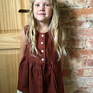 Girls Linen Dress with Lace Girls Summer Dress Girls Linen